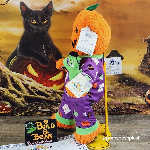 Build A Bear Pumpkin Glow Jack O'Lantern Halloween Frankenstein Sleeper Plush - Picture 5 of 16